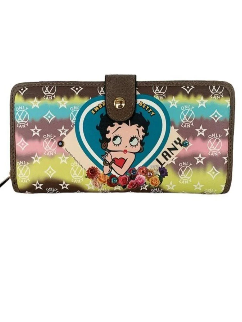 NEW Betty Boop Large Bling Faux Leather Multi Wallet Wristlet Clutch